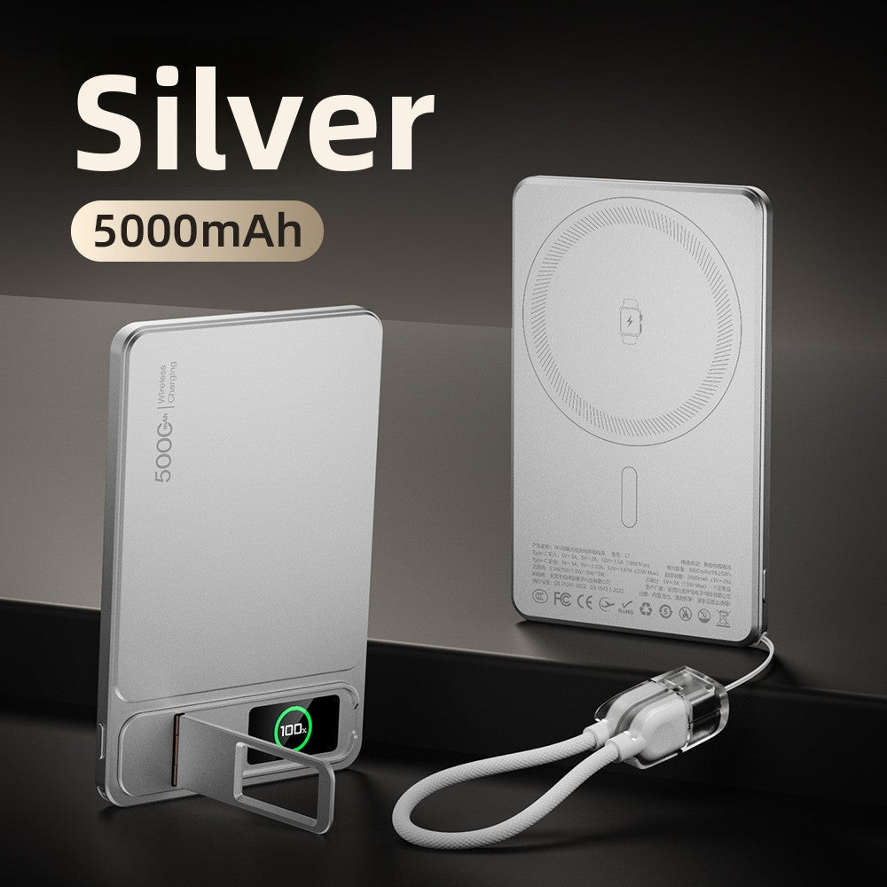 Three-in-One Magnetic Power Bank 10000mAh Fast Charging with Built-in Cable