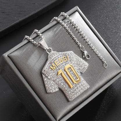 Gold Plated Football Jersey Pendant Necklace