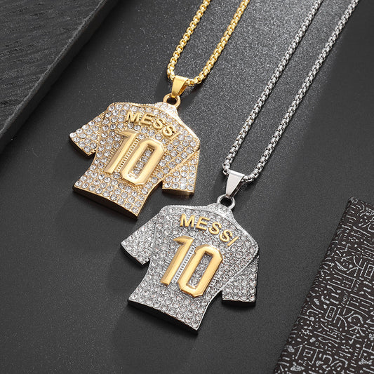 Gold Plated Football Jersey Pendant Necklace