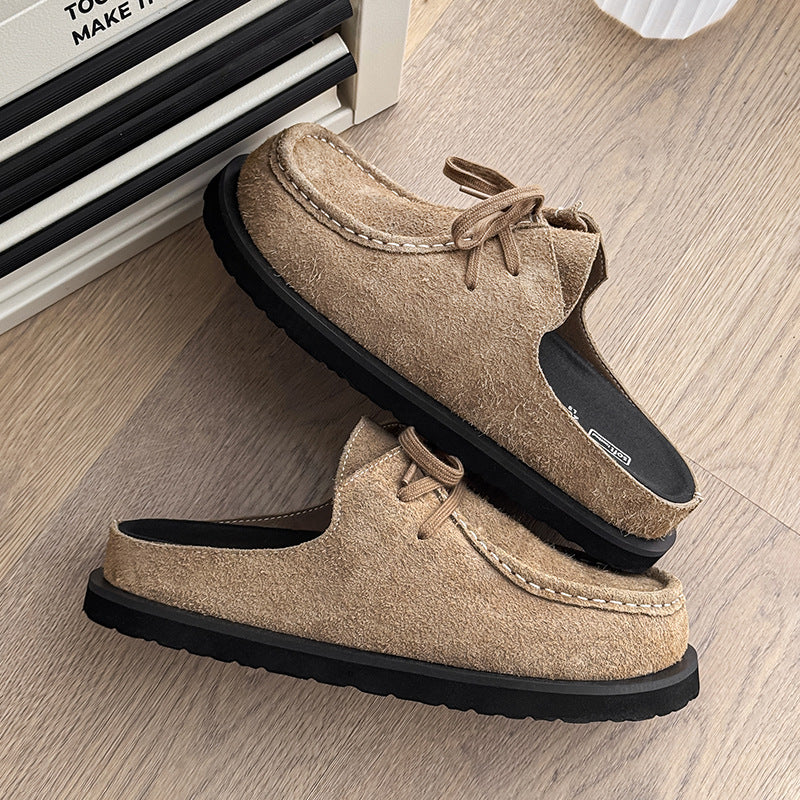 Vintage Leather Slip-On Mules