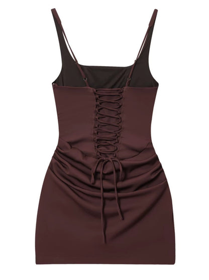 French-Style Sleeveless Bodycon Tie-Waist Dress