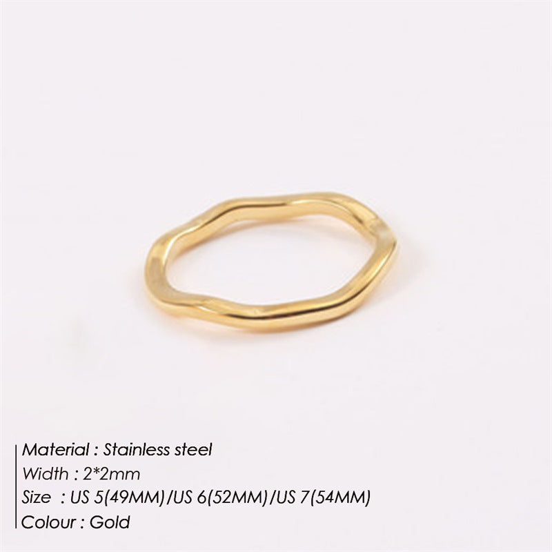 Wavy Asymmetrical Stainless Steel Ring