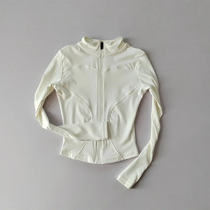 Slim Fit Sports Jacket Stand Collar Zipper Coat Sports Fitness Yoga Clothing Plus Velvet Jacket Slimming Quick-drying Top Suit
