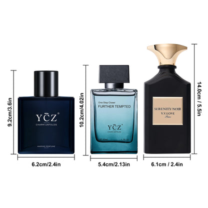 YCZ Men Eau De Toilette-6.8Fl oz 200ml 3Pcs, Woody Aquatic Cologne, Apple Lotus Cedar Musk, Long Lasting Daily Perfume