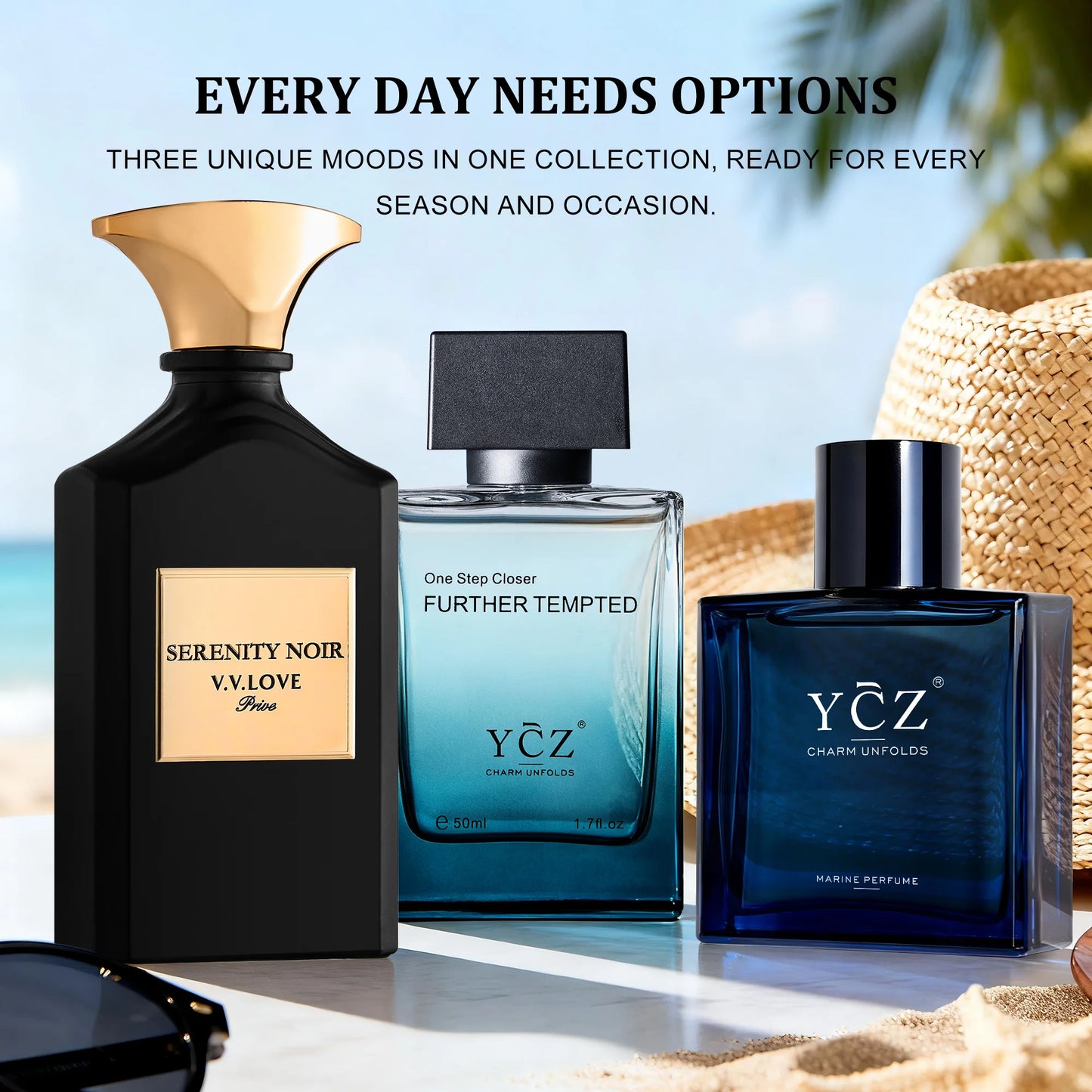 YCZ Men Eau De Toilette-6.8Fl oz 200ml 3Pcs, Woody Aquatic Cologne, Apple Lotus Cedar Musk, Long Lasting Daily Perfume