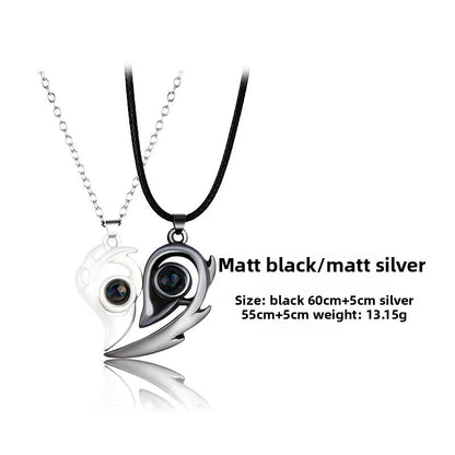 Magnetic Sun Moon Projection Necklace Pendant with Adjustable Chain