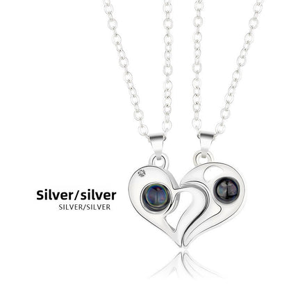 Magnetic Sun Moon Projection Necklace Pendant with Adjustable Chain