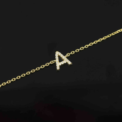 Moissanite Silver Plated Bracelet with Letter Charm