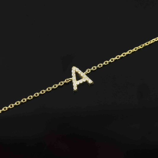 Moissanite Silver Plated Bracelet with Letter Charm