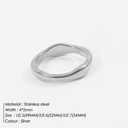 Wavy Asymmetrical Stainless Steel Ring