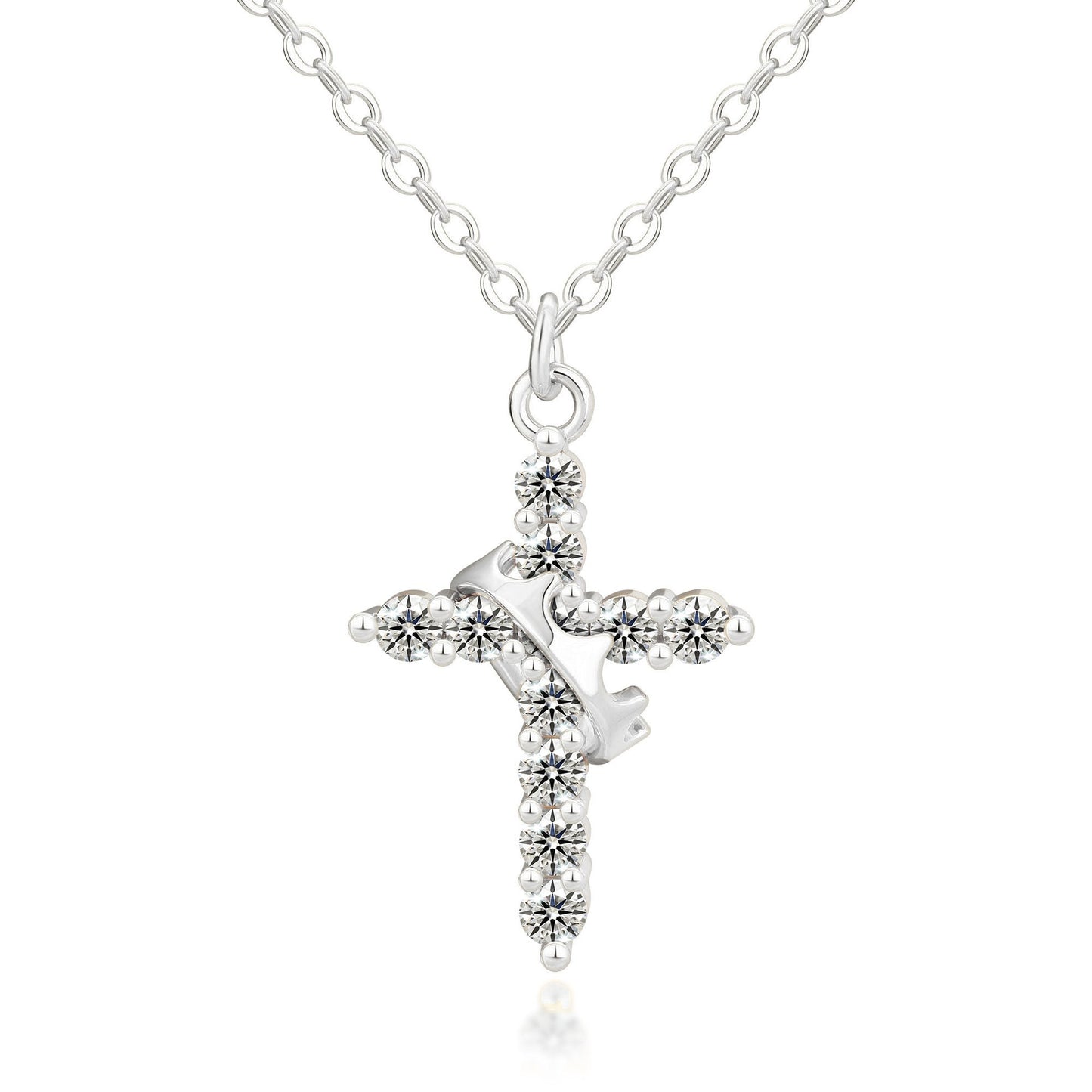 Crown Cross Necklace Zircon Electroplated Adjustable Chain