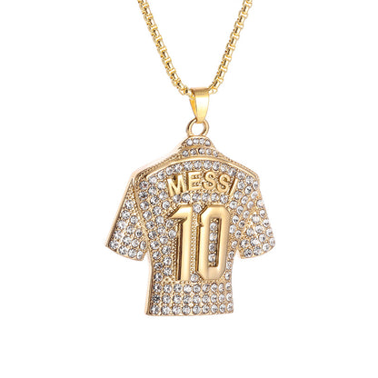 Gold Plated Football Jersey Pendant Necklace