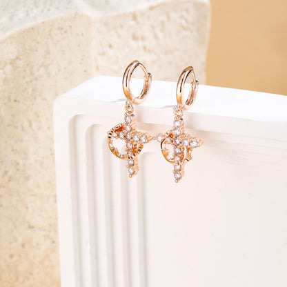 Crown Cross Necklace Zircon Electroplated Adjustable Chain