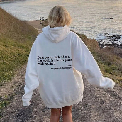 Women's Letter Print Fleece Hoodie