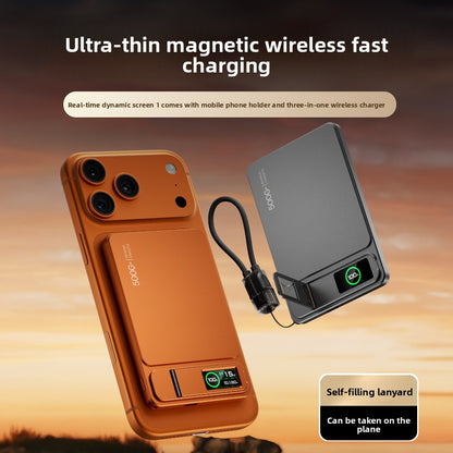 Three-in-One Magnetic Power Bank 10000mAh Fast Charging with Built-in Cable