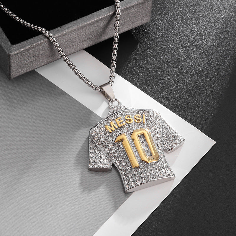 Gold Plated Football Jersey Pendant Necklace