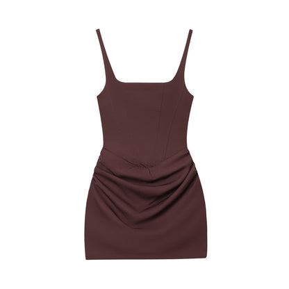 French-Style Sleeveless Bodycon Tie-Waist Dress